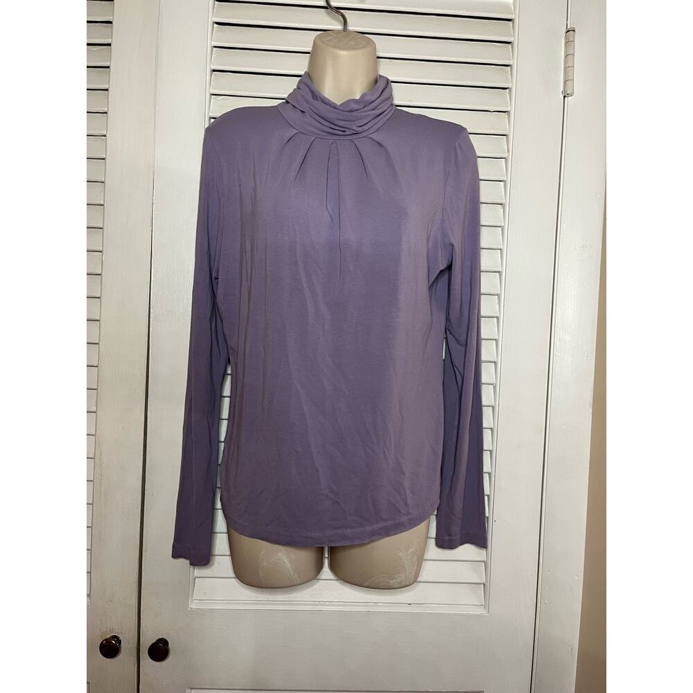 Talbots lavender gathered neck turtleneck S 95% rayon 5% spandex Super Soft‎